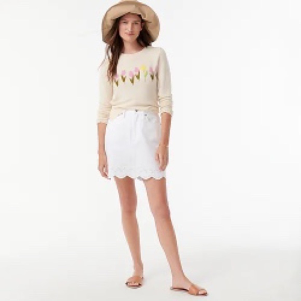 Jcrew Denim Mini Skirt With Eyelet Hem Aw325